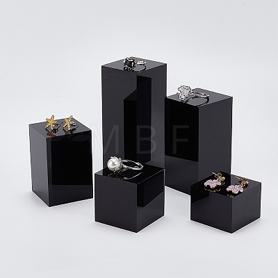 5Pcs 5 Styles Square Transparent Acrylic Jewelry Display Pedestals ODIS-FG0001-66-1