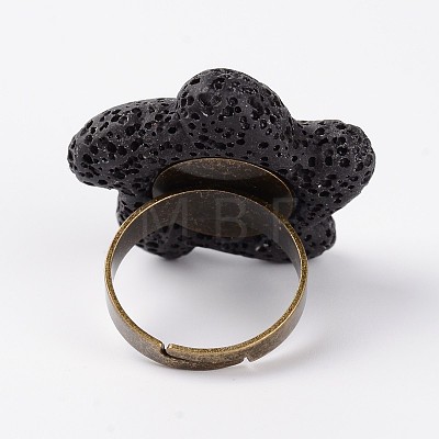 Synthetic Lava Rock Adjustable Rings RJEW-I017-11-1