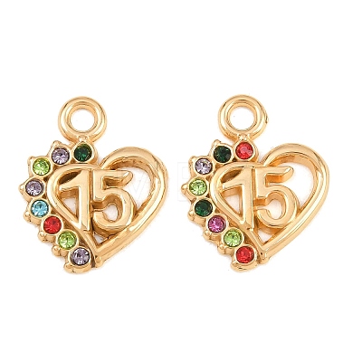 304 Stainless Steel Rhinestone Pendants STAS-G394-08G-1