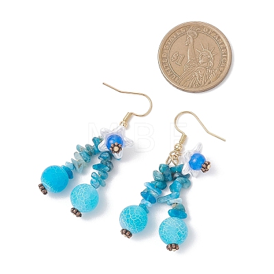 Flower Natural Mixed Stone Dangle Earrings EJEW-JE06870-1