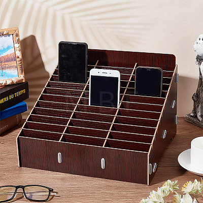 36-Grid Wooden Cell Phone Storage Box AJEW-WH0348-93A-1