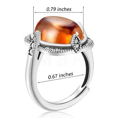 Cubic Zirconia Oval Adjustable Ring JR859A-1