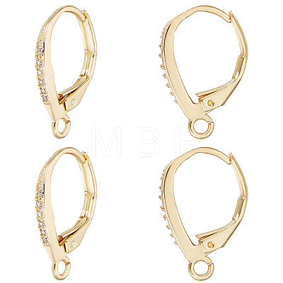 4Pairs Brass Micro Pave Clear Cubic Zirconia Leverback Earring Findings KK-BBC0021-97G-1