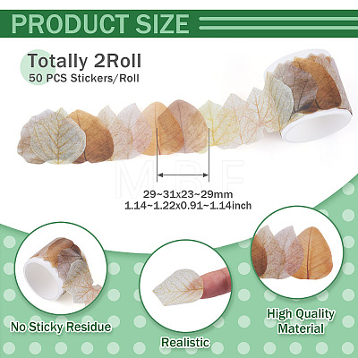 Autumn Leaf Paper Tape Stickers for Card Making DIY-TAC0032-23G-1
