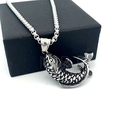 Vintage Fish 304 Stainless Steel Pendant Necklaces for Women Men ZR4097-1