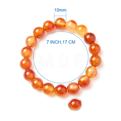SUNNYCLUE Natural Red Agate Round Beads Stretch Bracelets BJEW-PH0001-10mm-16-1