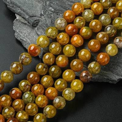Dyed Natural Dragon Veins Agate Beads Strands G-C068-10mm-15-1