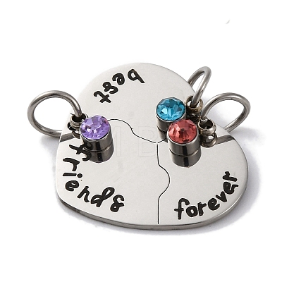 Best Friends Forever 201 Stainless Steel Rhinestone Connector Charms STAS-Q342-08B-P-1