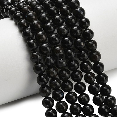 Natural Glaucophane Beads Strands G-L642-B03-6mm-1