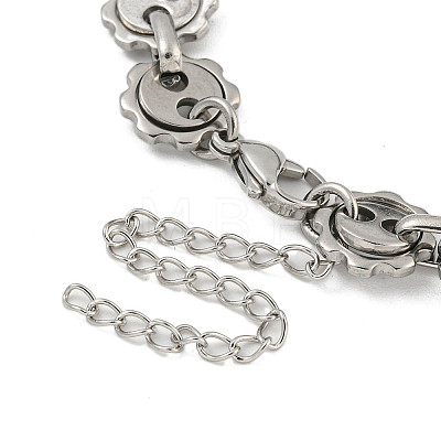 304 Stainless Steel Sun Link Chains Bracelets for Men & Women BJEW-D042-06P-1