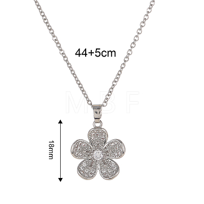 Fashionable Brass Full Crystal Rhinestone Flower Necklace for Women BV1149-1