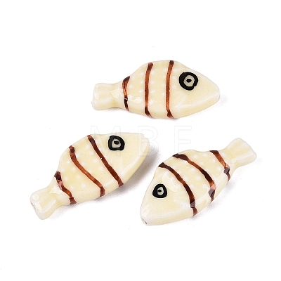 Hand Painted Fish Shaped Porcelain Beads PORC-N013-06I-1