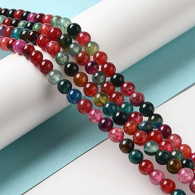 Dyed Natural Agate Beads Strands G-R262-6mm-1-1