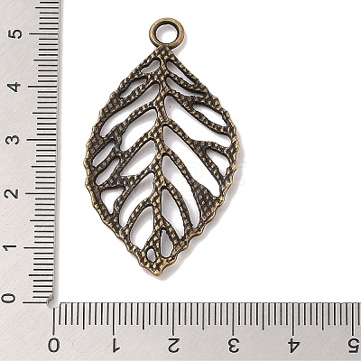 Tibetan Style Alloy Filigree Leaf Pendants X-TIBEP-Q040-023AB-NR-1