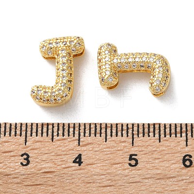 Rack Plating Brass Micro Pave Cubic Zirconia Slide Charms KK-C084-34G-J-1