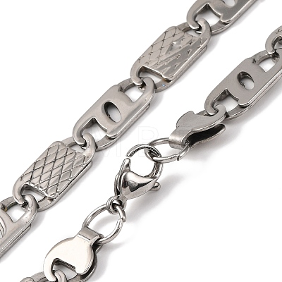 201 Stainless Steel Oval Mariner Link Chain Necklace NJEW-F222-37P-04-1