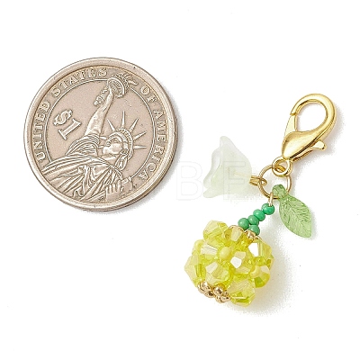 Fruit & Flowers Glass Seed Beads Pendant Decorations HJEW-MZ00407-01-1
