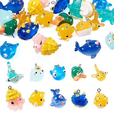 20Pcs 10 Styles Ocean Theme Resin Pendants FIND-TA0002-37-1