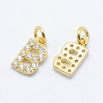 Brass Micro Pave Grade AAA Cubic Zirconia Charms ZIRC-P067-11G-B-NR-1