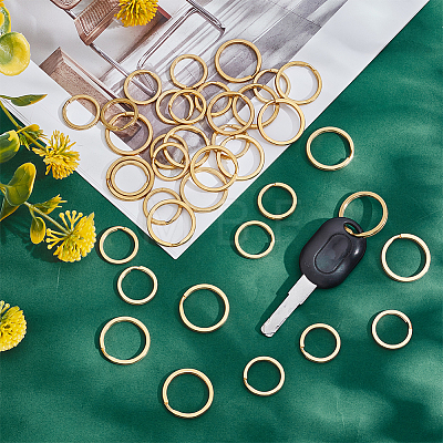 40Pcs 2 Styles Brass Split Key Rings KK-CY0001-05-1