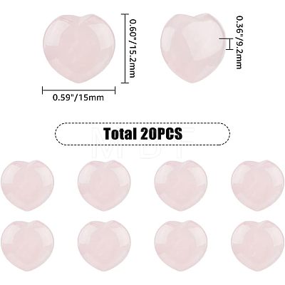 20Pcs Natural Rose Quartz Heart Palm Stone G-HY0001-02-1