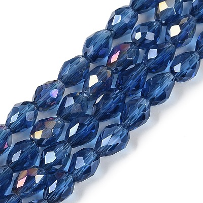 Transparent Electroplate Glass Beads Strands X-EGLA-N013-T6mm-B28-1