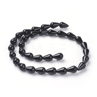 Grade A Natural Black Agate Beads Strands G-G731-06-12x8mm-01-1