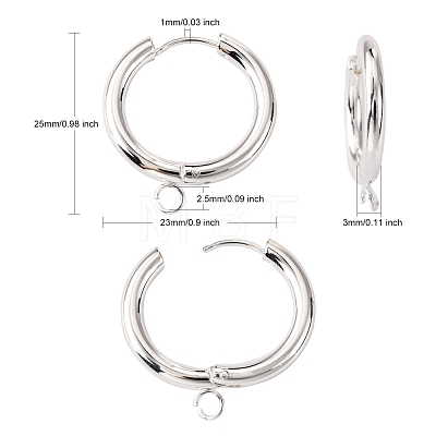 201 Stainless Steel Huggie Hoop Earring Findings STAS-P283-01J-S-1