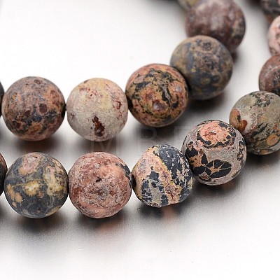 Frosted Round Natural Leopard Skin Jasper Bead Strands LS-G-J338-07-8mm-1