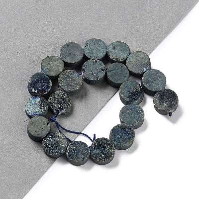 Electroplated Natural Druzy Agate Beads Strands G-M433-01D-1