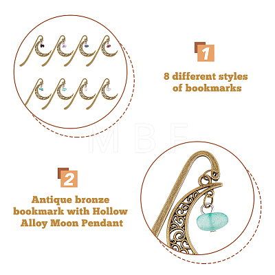 1 Set Tibetan Style Alloy Hook Bookmarks AJEW-FH0003-72A-1