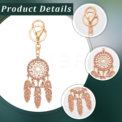 Alloy with Plastic Pearl and Glass Rhinestone Keychains KEYC-WH20010-03C-1
