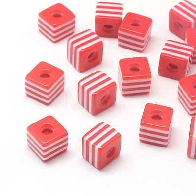 Opaque Stripe Resin Beads X-RESI-S342-10x10-M-1