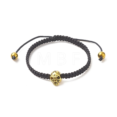 4Pcs 4 Color Synthetic Hematite & Alloy Skull Braided Bead Bracelets Set BJEW-JB09215-1