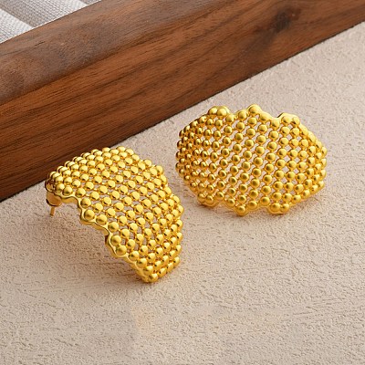 Hollow Camber Brass Stud Earrings EJEW-Q391-21G-03-1