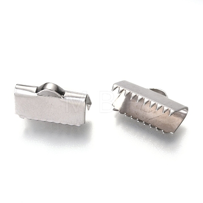 Unicraftale 304 Stainless Steel Ribbon Crimp Ends STAS-C018-22P-05-1