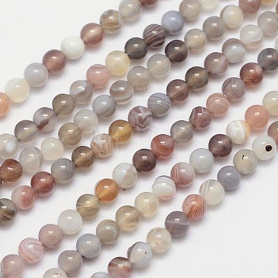 Round Natural Botswana Agate Bead Strands G-I166-02-4mm-01-1
