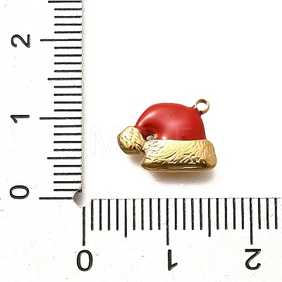Christmas 304 Stainless Steel Red Enamel Charms STAS-L022-469G-1