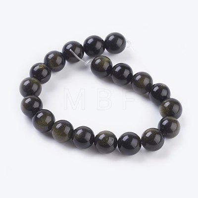 Natural Golden Sheen Obsidian Beads Strands L-G-C076-8mm-5-1