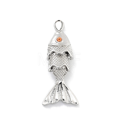 Fish Rack Plating Brass Micro Pave Cubic Zirconia Pendants KK-Z071-72A-01P-1