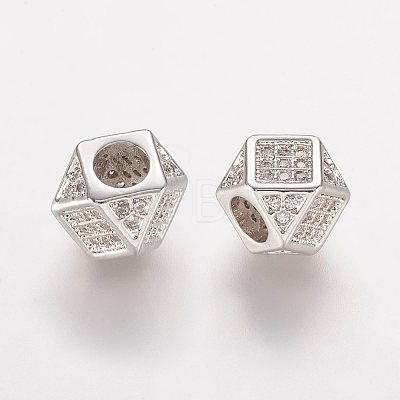 Brass Micro Pave Cubic Zirconia Beads ZIRC-K063-20P-1