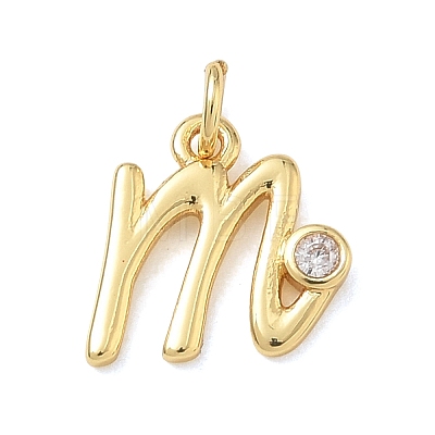 Brass Micro Pave Clear Cubic Zirconia Charms KK-D289-66G-M-1