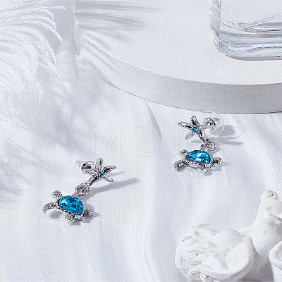 1 Pair Sea Turtle Alloy Dangle Stud Earrings EJEW-LP0003-84-1
