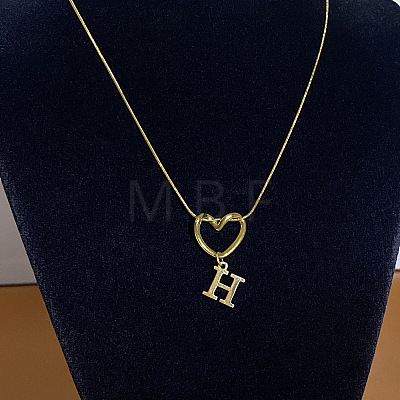 304 Stainless Steel Heart with Initial Pendant Necklaces for Women FS-WG4DC9E-08-1