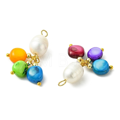 Natural Pearl & Dyed Shell Pendants PALLOY-JF05537-1
