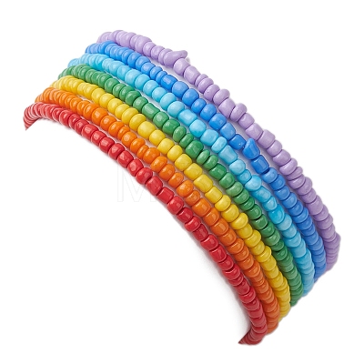 7 PCS Rainbow Style Glass Seed Beads Bracelets Sets for Women BJEW-JB10065-02-1