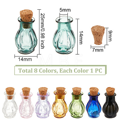   8Pcs 8 Colors Miniature Glass Bottles GLAA-PH0002-58-1