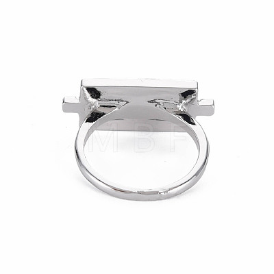 Rectangle with Letter S Rack Plating Alloy Wide Band Rings RJEW-Q163-008B-RS-1