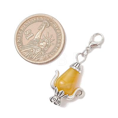 Natural Crackle Agate Teapot Pendant Decorations HJEW-JM04734-02-1