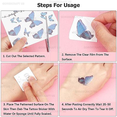 Gorgecraft 12 Sheets 12 Style Butterfly Theme Cool Sexy Body Art Removable Temporary Tattoos Paper Stickers MRMJ-GF0001-37-1